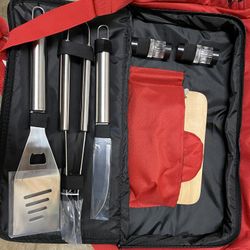 New - ozark cooler with 7 piece cook set $25 