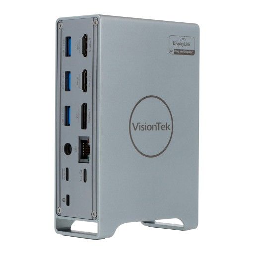 3 Monitor Docking Station: VisionTek VT7100 Universal Triple 4K Docking Station 100W Charging (USB-C)
