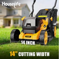 40V Cordless Lawn Mower Compatible with Dewalt 2x2OV MAX Battery, 14 Inch Electric Lawn Mower with 35L Grass Bag, 6-Position Height Adjustment, Foldab