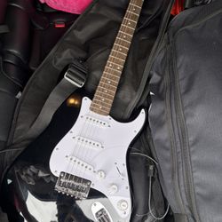 Squier Stratocaster Electric Guitar, Amp Included, Wires And Strap Included