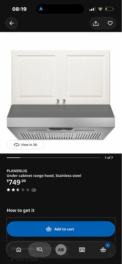 IKEA PLANENLIG Under Cabinet Range Hood Stainless Steel