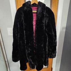 Vintage Monterey Black Faux Fur Coat *Made In USA*