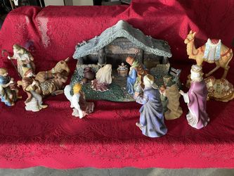 Hawthorne Village Thomas Kinkade Nativity Set, full set 18+ pieces