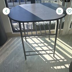 MUST GO- Black Wooden Kitchen Table With Wine Rack 