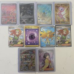 Pokémon 151 Mew, Mewtwo, Squirtle, Erika’s Invitation, Zapdos, Machoke, Basic Energy Psychic, Daisy’s Help