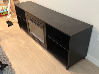Black sleek tv stand with heater and light up lights