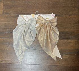 Danbar Global Shimmery Gold Champagne Hair Bows A Tail of Two Bows
