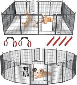 Musen Dog Playpen Outdoor, 16 Panels Dog Pen 40" Height Dog Fence Exercise Pen with Doors for Large/Medium/Small Dogs, Portable Pet Playpen for Yard, 