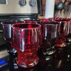 8 Vintage Red Rocks Glasses