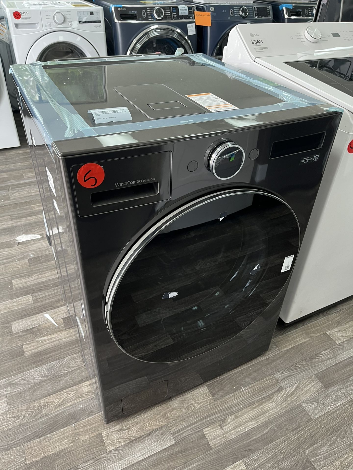 $1549 LG 5.0 Cu Ft Mega Capacity Smart Front Load Electric All in One Washer Dryer Combo with Turbowash360