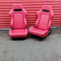 Universal Left and Right Reclining Vinyl and Leather Bottom Mount Seats in Red