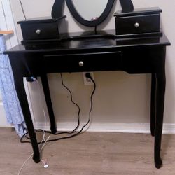Vanity with Adjustable Tilt Mirror  3 Jewelry Boxes/Drawers