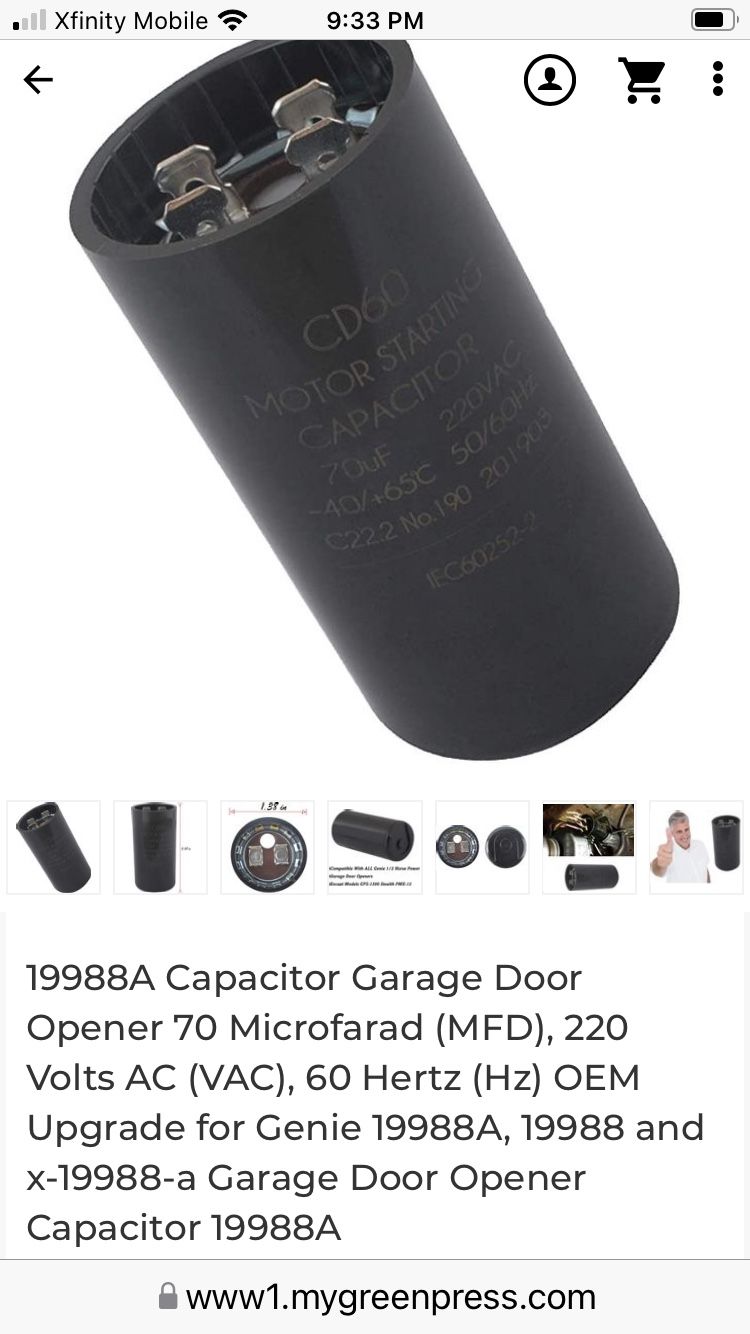  2 Garage Door Opener Capacitor 