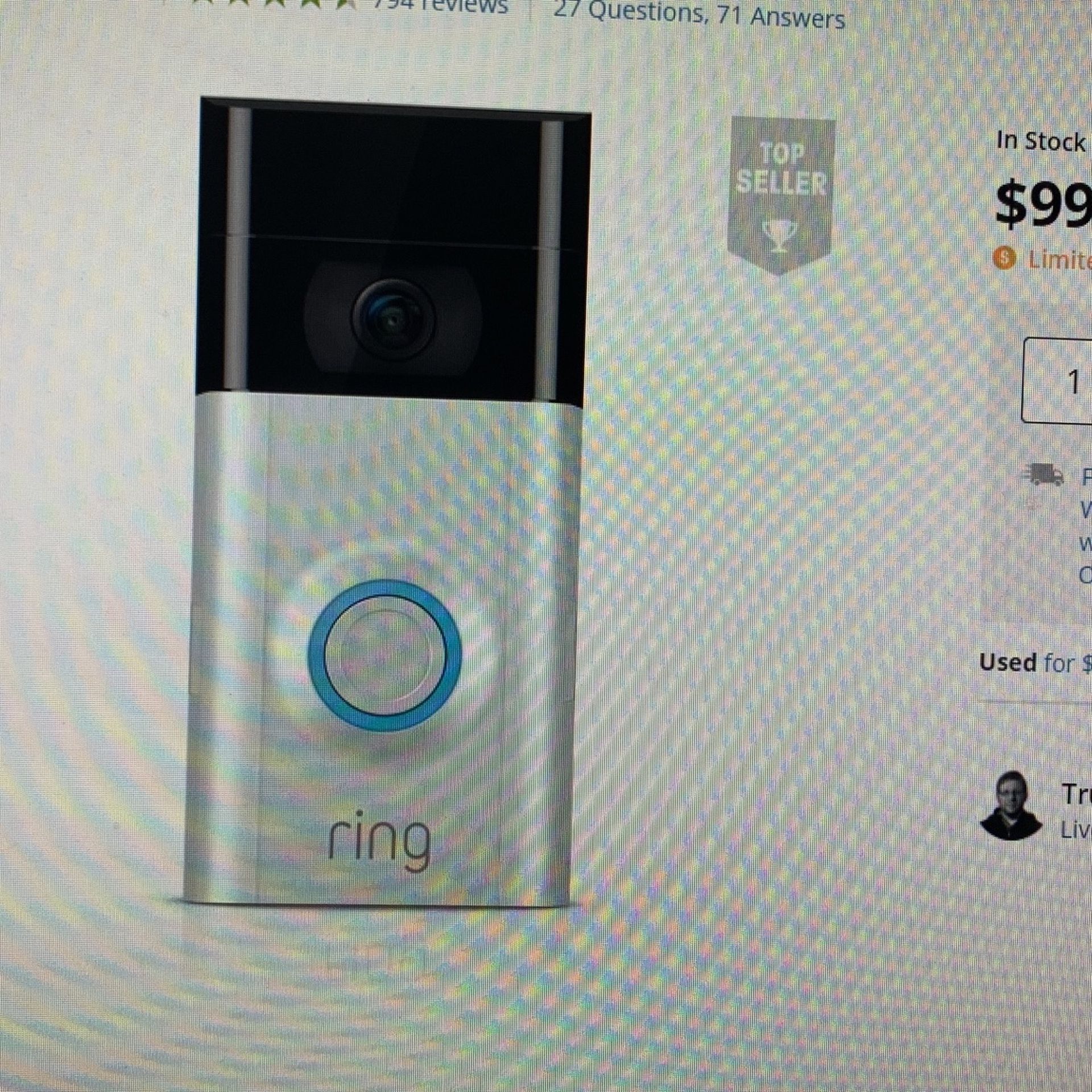 Ring 1080 Video Doorbell With Night Vision