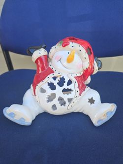 Ceramic Snowman Tea Light Candle Holder