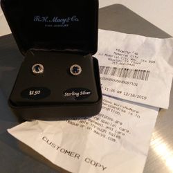 5/8 Carat Diamond Sapphire Real Sterling Silver Earrings Jewelry Macy's New Valentine's Day Diamonds