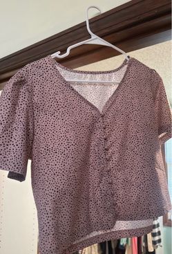 Spotted Button-Front Blouse