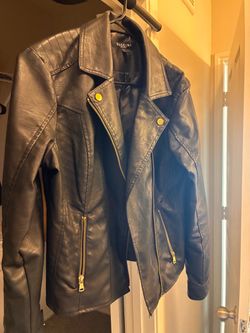 Baccini Black Faux Leather Moto Jacket