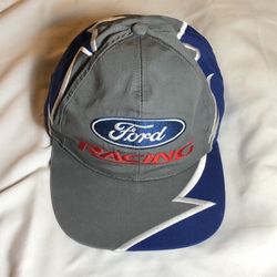 New - VTG Shark Tooth NASCAR Ford Racing Embroidered Logo Checkered SnapBack