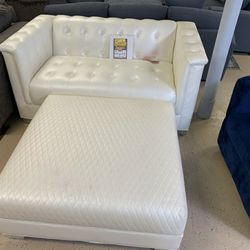 White Leather Sofa and Ottoman $10 down