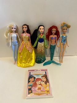 Disney Princess dolls lot and DVD