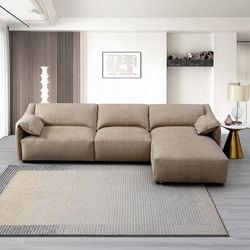 💎LIGHT BROWN SUEDE MODERN SECTIONAL SOFA LOW PROFILE CHAISE LOUNGE SILLON SECCIONAL💎