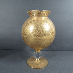 Glastonbury Mid Century 22K Gold Gilded Lotus Rose Bowl/Vase 8" Tall
