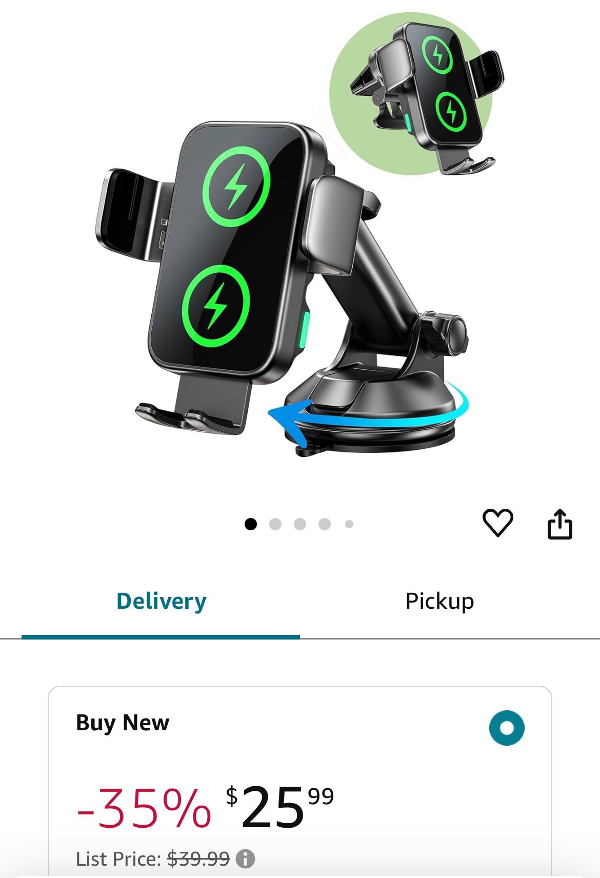 New In Box Dual Coil]Wireless Car Charger,Fast Charging[Auto-Clamping Alignment]for Samsung/iPhone
