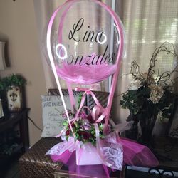 Balloon/ Natural Flowers Arrangement