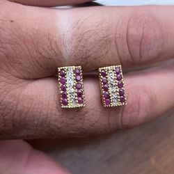 3.82 CT Ruby & Diamond Designer Earrings