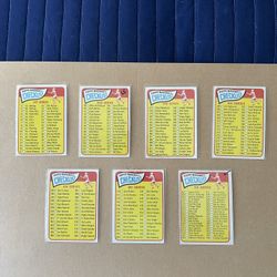TOPPS Baseball 1965 Checklist set of 7 cards. Clean & great color, strong corners, white borders & nice centering.
