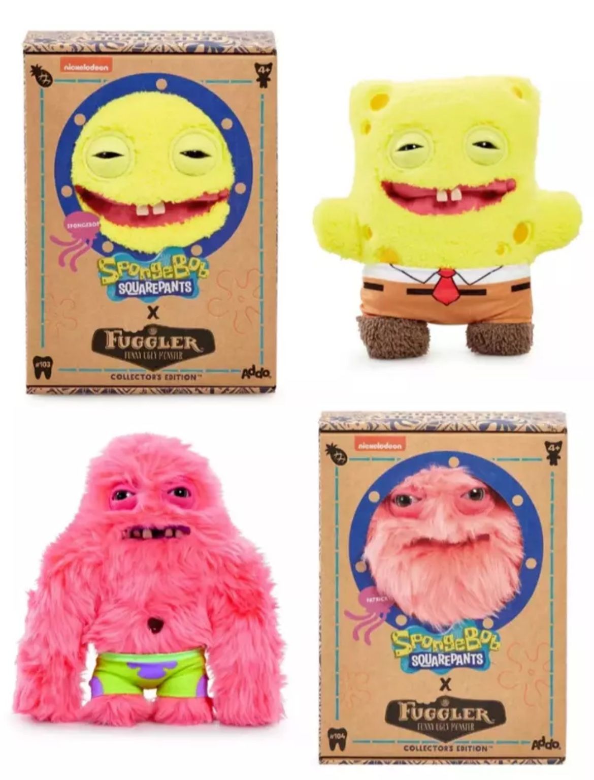 Fuggler SpongeBob SquarePants Collector's Edition Funny Ugly Monster Toy SET