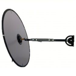 Convex Security Mirror: Round, Acrylic, 30 in Dia, Hardboard, Telescoping Arm, 30 ft