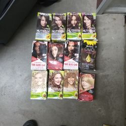 Hair Dyes. Brands Are Revlon, Garnier Nutrisse, Garnier Olia.