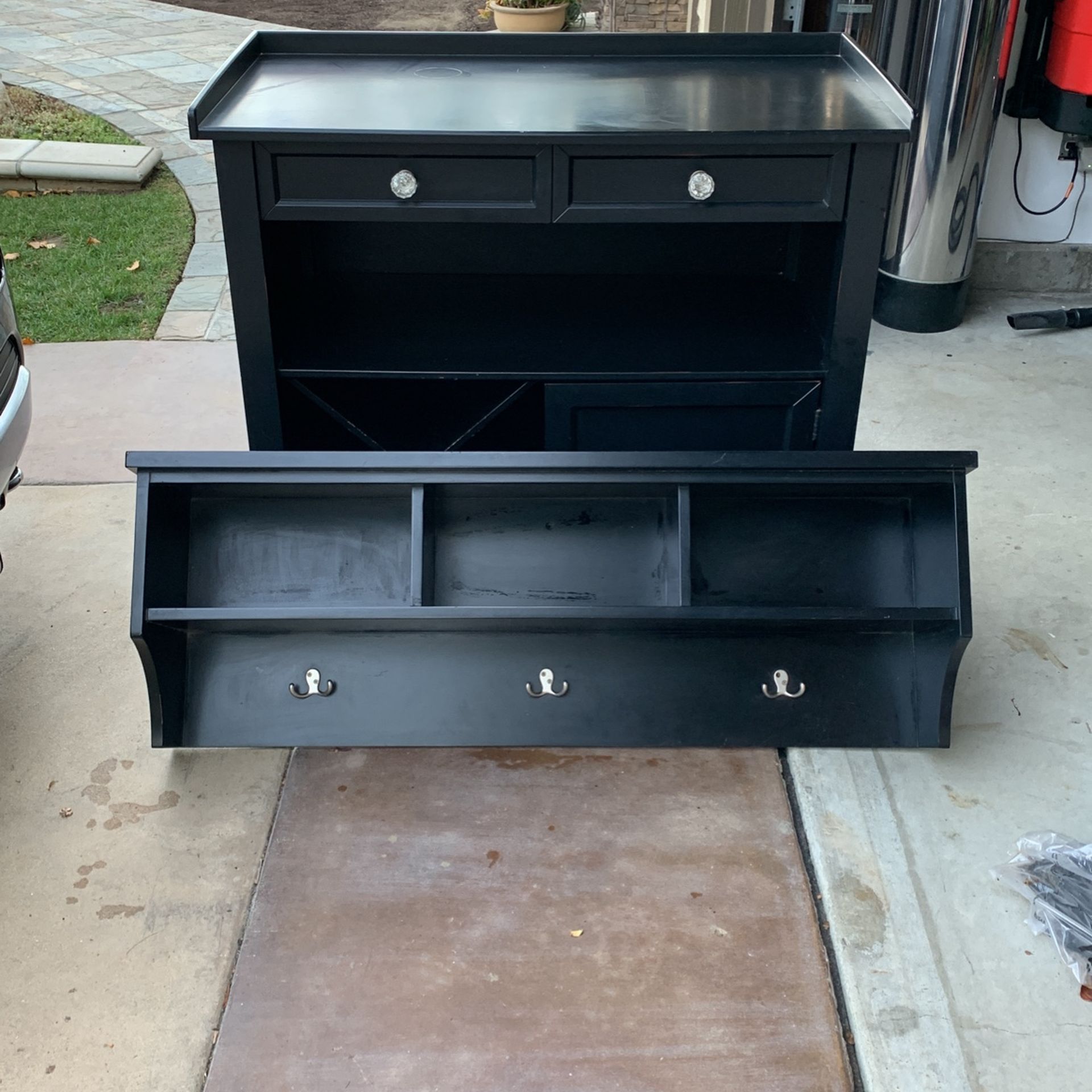 Buffet Table and Matching Wall Shelf