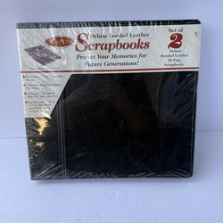 Memory Stor Set of 2 Bonded Leather Scrapbooks Hand Stitched 12x12"