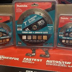 MAKITA 7” DIAMOND BLADE And 2 MAKITA  4-1/2 DIAMOND BLADE  $45’ All 3. (( Read Below))