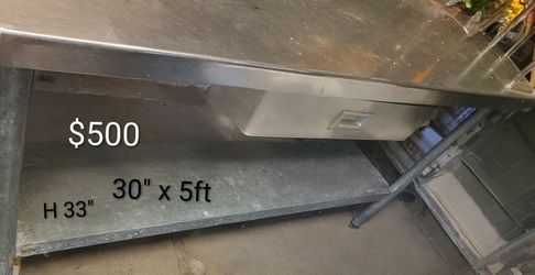 Under-counter Bar Fridge & Stainless Steel Table