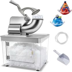 K510 $145  Snow Cone Machine 700lbs/h, Shaved Ice Machine Commercial 40L, Electric Ice Crusher Shaver Stainless Steel with Dual Blades for Restaurant 