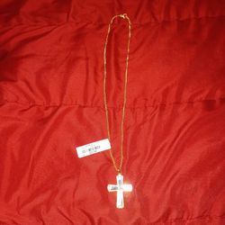 Gold Color Cross And Chain