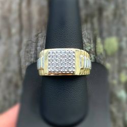 Jewelry 14k solid two tone yellow gold natural diamond 1.00CT Rolex ring sz 10.0