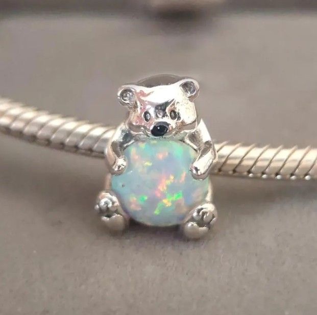 Polar Bear Opal Charm Beads Suitable for Women's Bracelet Accessories