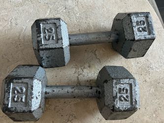 25 lb Cast Iron Hex Dumbbells Pair