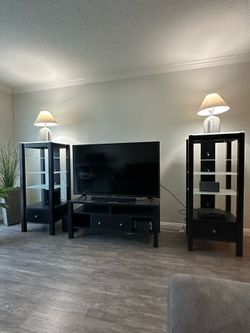 3 Piece Media Console with Lamps