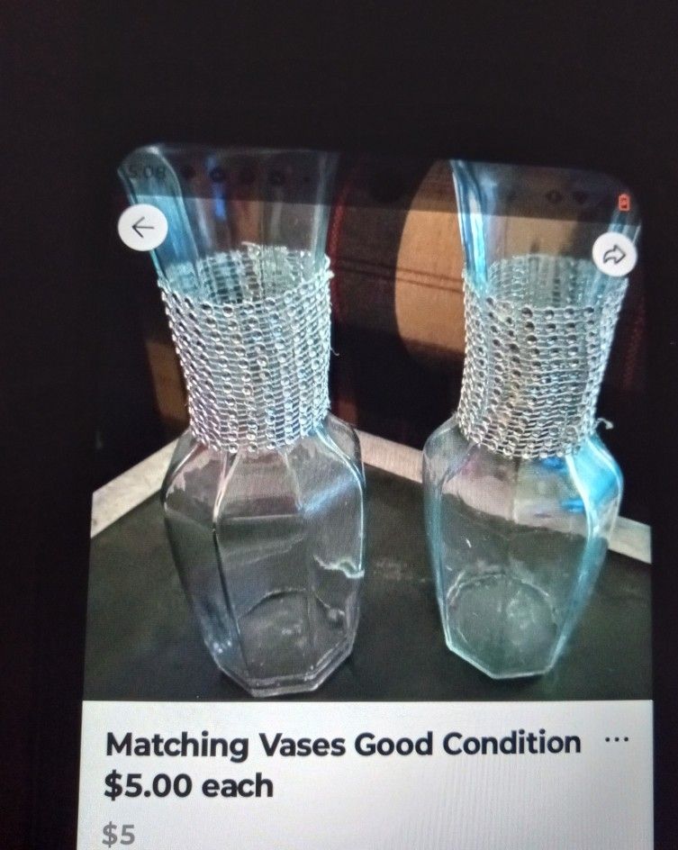 Matching Glass Vases Good Condition $5.00 Each