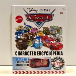 Brand New Rare Disney Cars Character Encyclopedia  with Exclusive Lightening McQueen Pull Out Poster  