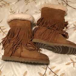 Madden Girl Fringe Suede Faux Fir Lined Boots