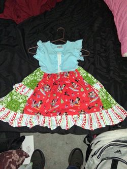 Size six mickey and minnie dress , custom made
