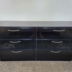 Black Wood Dresser- 6 Drawers