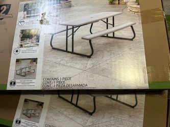 2 New Lifetime 72 in. Bronze Sand Rectangle Steel Frame Picnic Tables